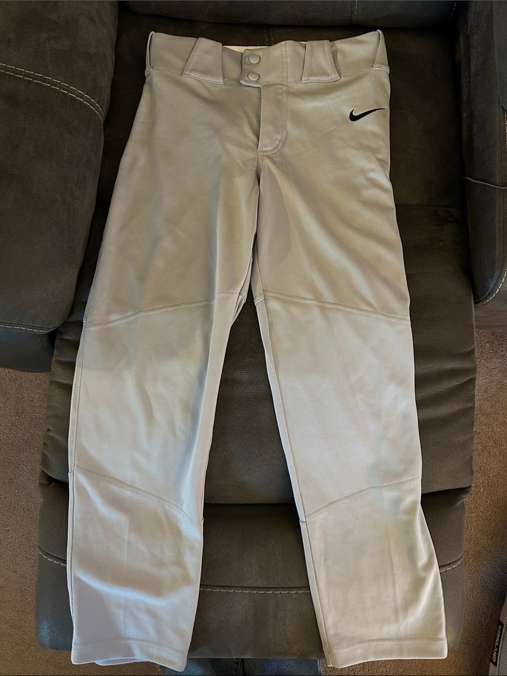 Nike Light Gray Baseball Pants with Black Swoosh
